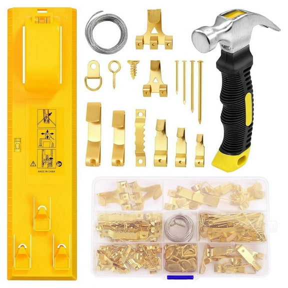 Picture Hanging Kit, Frame Hanger Tool with Level Measuring Ruler, Including 226 Pcs of Wall Kit