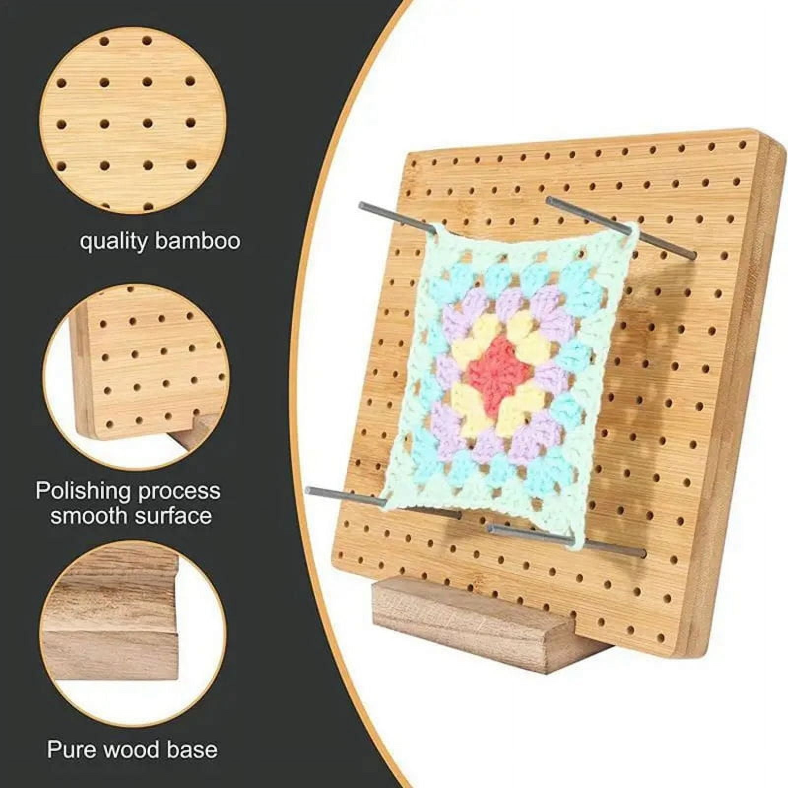 MIDZH 9.25 Inch Wooden Crochet Blocking Board With Pegs - Granny Square Blocking Board For Knitting Projects