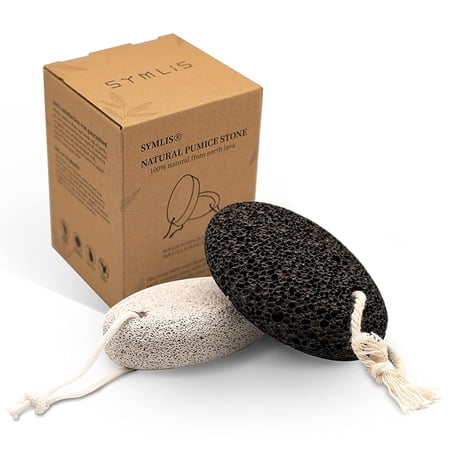 Symlis Natural Oval Pumice Stone for Feet & Hands, 2 Pcs Gift Set