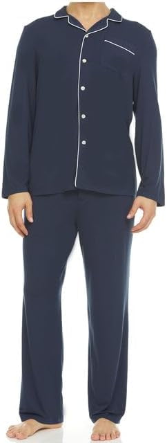 Symmar Button Down Pajamas Set for Men - Ultra Soft Micromodal Pajamas ...