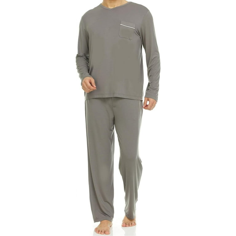 Symmar V Neck Pullover Pajamas for Men Soft Micromodal Pajamas