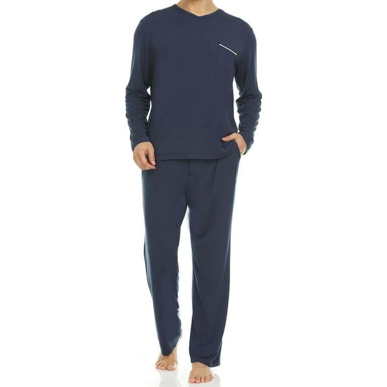 Symmar V-Neck Pullover Pajamas for Men - Soft Micromodal Pajamas men Comfy  Sleepware - Luxury Cooling mens pajamas set soft Loungewear - men's pajama