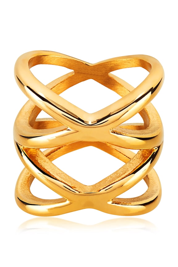 Jewelry Women's Split Crisscross Orbit Gold Plated Ring