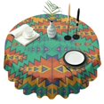 thumbnail image 1 of Symmetric Geometric Pattern Round Tablecloth 60"x60",Wrinkle Wipeable Table Cloth for Kitchen Dining Room Picnic Patio Party, 1 of 6