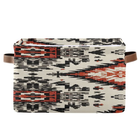 Symmetrical Abstract Geometric Print Square Storage Bins with Handles Collapsible Containing Box 1 Pack