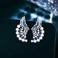 thumbnail image 1 of Symmetrical Blue Cubic Zirconia Pearl Earrings Geometric Silver Plated Jewelry, 1 of 7