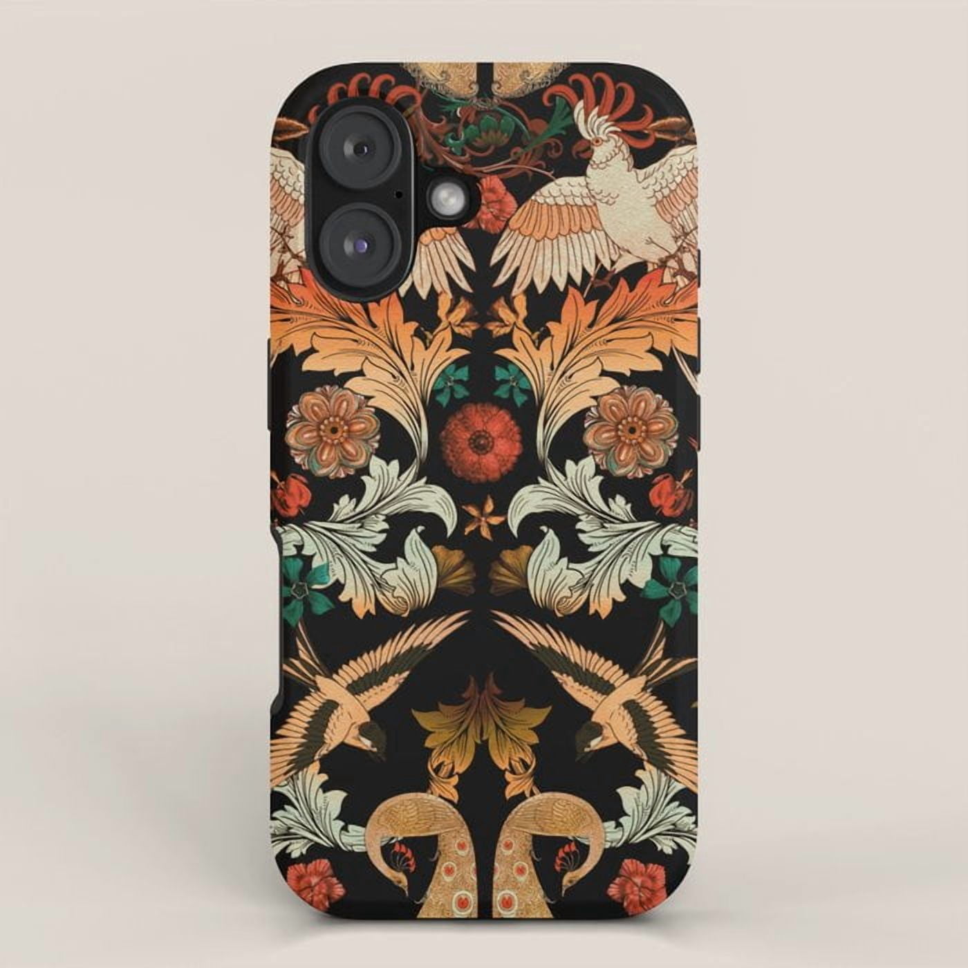 Simmetry Fower Symmetrical Cockatoo, Bird and Floral Black Tough Case for Apple iPhone ...
