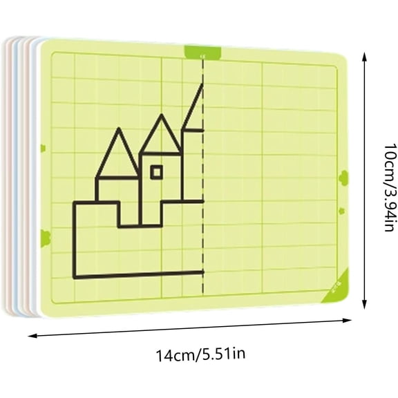 Symmetrical Drawing Cards Set with Grid Pattern, Educational STEM Art Activity for Fine Motor Skills Development, Home Learning Tool with Drawing Materials