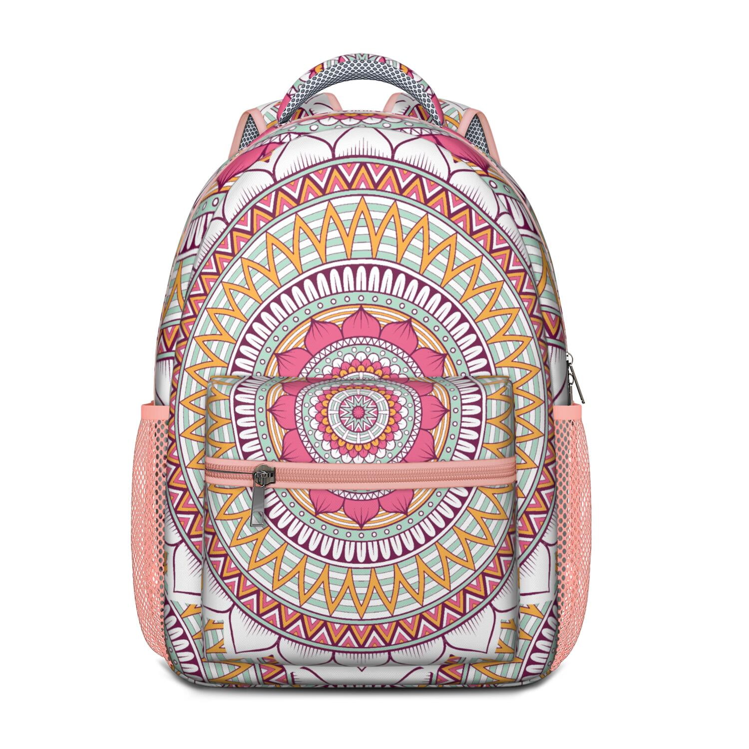 Symmetrical Ethnic Mandala Student Backpack - Breathable Ergonomic School Bag for Commuters