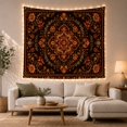 thumbnail image 1 of Symmetrical Floral Mandala on Dark Brown Background, Mystical Boho for Meditative Decor Enthusiasts, Ornate Wall Art, Housewarming Gift, Tapestry Wall Hanging for Bedroom and Living Room, 1 of 7