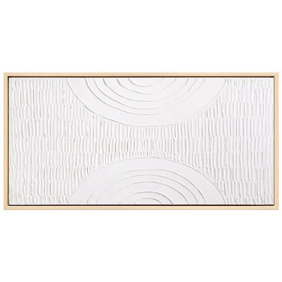 Symmetrical Harmony Heavily Textured Hand Painted White Framed Canvas Wall Art
