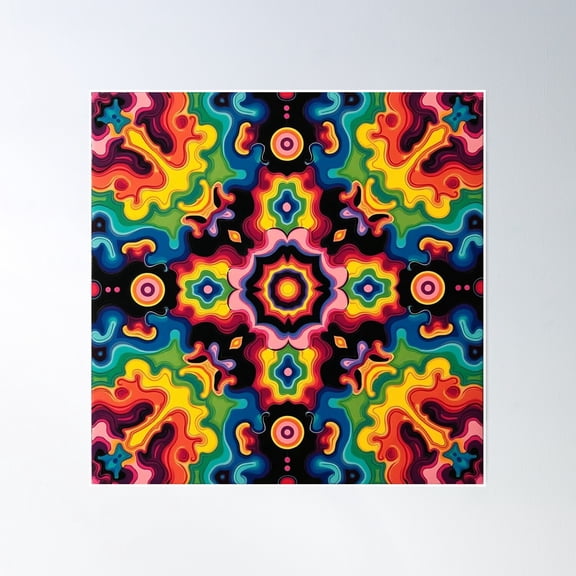 Symmetrical Kaleidoscope Patterns With Smooth Flow Poster Wall Art, Modern Wall Decor, 8x12 UNFRAMED