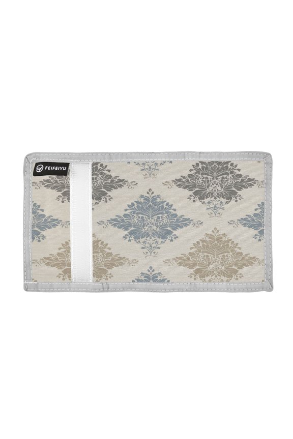 Symmetrical Pattern with Beige Blue Gray Trifold Wallets Card Holders Coin Pockets with Lanyards Portable Unisex