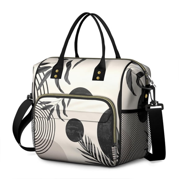 Symmetrical Plaid Stripes Cooler Bag - Rustic Nordic Style Tote for Business & Casual