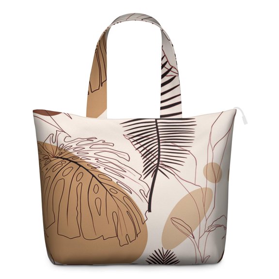 Symmetrical Plaid Travel Duffel for Women, Boho Rustic Tote Bag with Abstract Tribal Patterns and Earthy Aesthetic, Multipurpose Weekender for Short Getaways