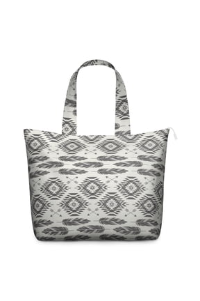 Symmetrical Plaid Travel Duffel for Women, Boho Rustic Tote Bag with Abstract Tribal Patterns and Earthy Aesthetic, Multipurpose Weekender for Short Getaways
