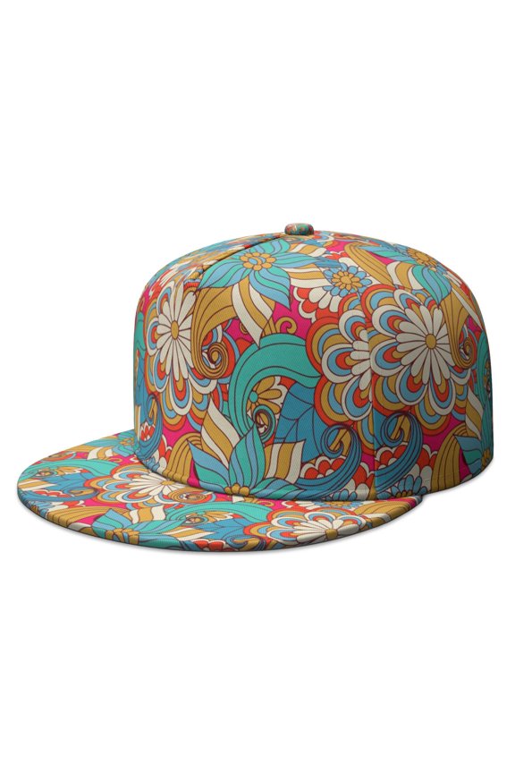 Symmetrical Rustic Flat Brim Cap - Unisex Adjustable Baseball Hat