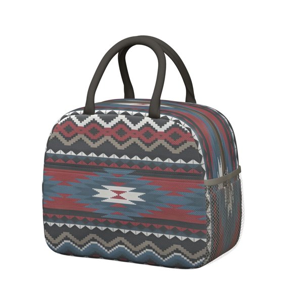 Symmetrical Rustic Lunch Box - Reusable Thermal Lunch Bag, Leakproof & Portable (Tribal Ethnic)
