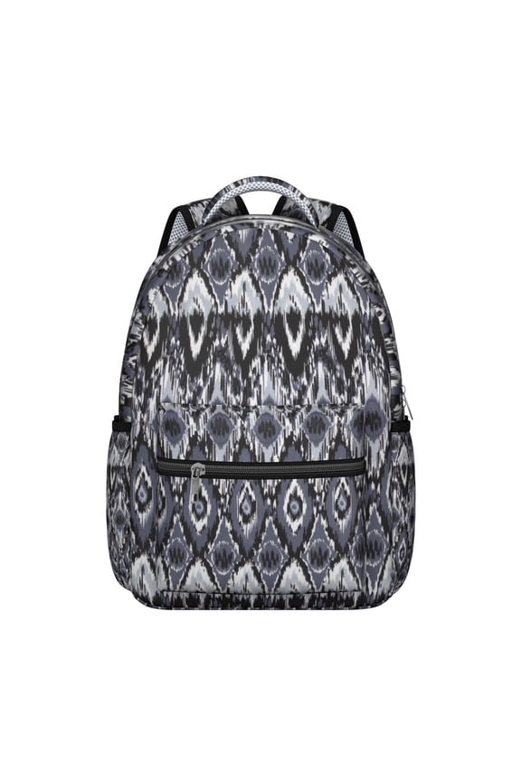 Symmetrical Rustic Tribal Style School Bag, Waterproof Oxford Cloth, Adjustable Straps, Comfortable Padding, Large Capacity Backpack for Outdoor, School, Travel, and Sports Use