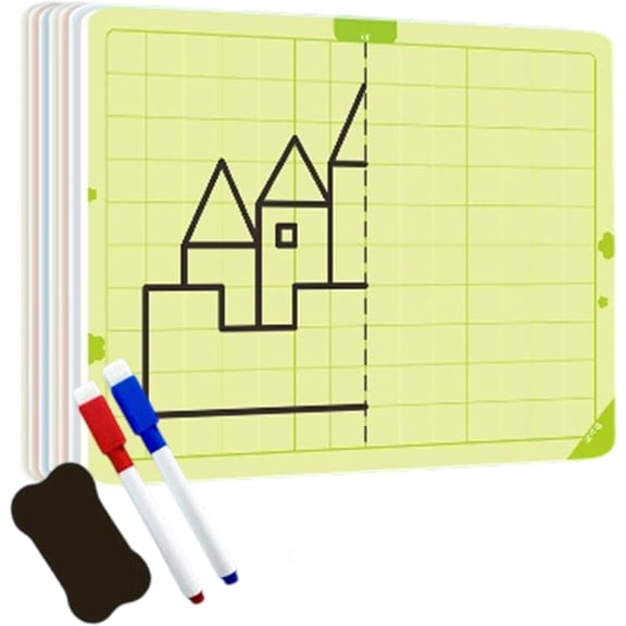 Symmetry Drawing Card Erasable Kit, Educational STEM Art Activity Tool for Kids, Grid Drawing & Painting Set for Fine Motor Skills, Fun Learning at Home & KindergartenA