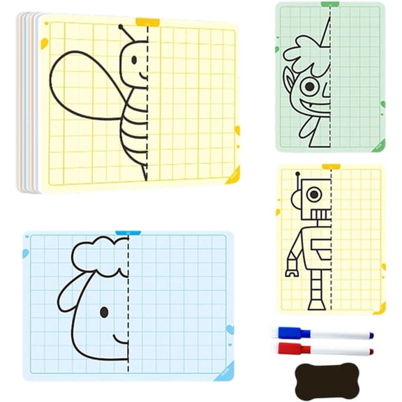 Symmetry Drawing Card Erasable Kit Educational Stem Art Activity Tool Grid Drawing And Painting Set For Fine Motor Skills Development[Challenge Version]