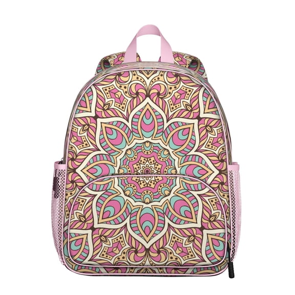 Symmetry Elements Students Backpack - Boho Chic Mandala Design with Mystic Spirituality and Balance Pattern, Durable Lightweight Oxford Fabric for Students
