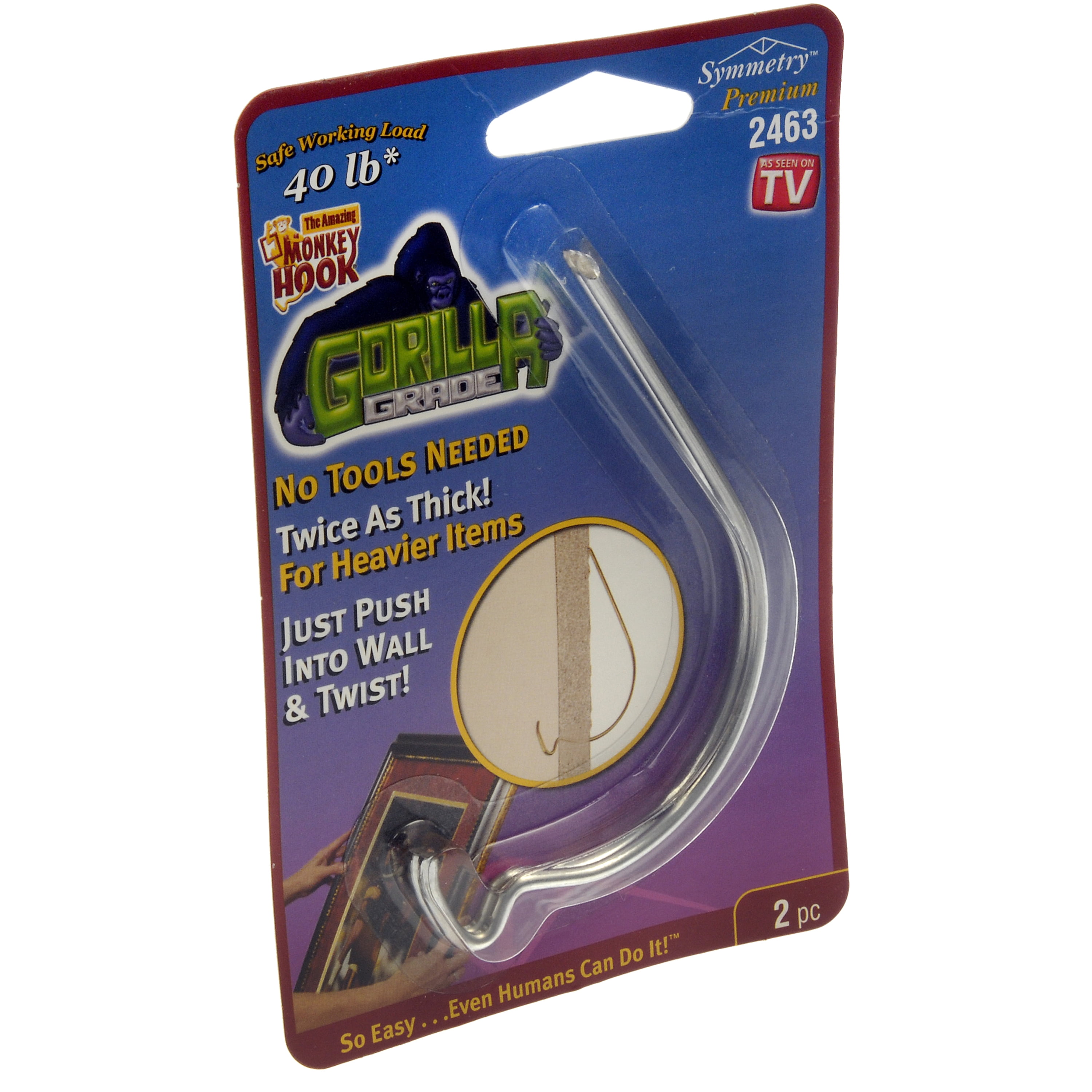 Symmetry Gorilla Grade Picture Hook, 2pc