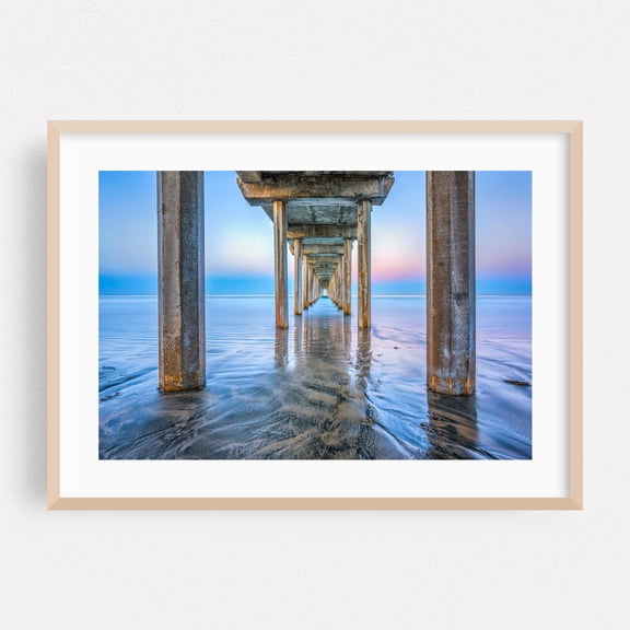 Symmetry by the Sea - San Diego California Photography Seascape Ocean Sunset Coastal Beach Architecture Oak Framed Wall Art Print 5 x 7 inches