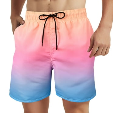Symoid Big and Tall Mens Shorts, Mens Shorts with Pockets and Liner Quick Dry Drawstring Elastic Waist Causal Hawaiian Beach Shorts Big Men Swim Trunks Pink Size XL