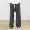thumbnail image 1 of SYMOID Men's Cotton Spandex Casual Pants - Relaxed Straight Leg, Drawstring Waist, Ultra Comfortable, Dark Gray, Size 2XL, 1 of 6