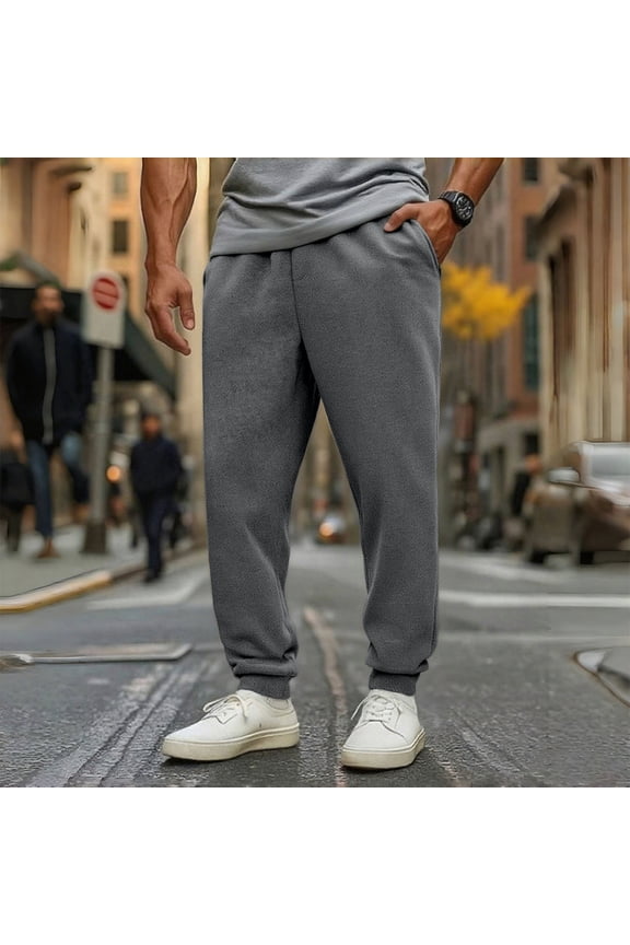 GUZOM Men's Joggers Dark Gray Size S Tapered Leg,Elastic Waist with Drawstring & Functional Side Pockets for Daily Casual/Gym/Lounge