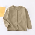 thumbnail image 1 of DAETIROS Girls Warm Sweater for Girls Kids, Knitted Sweater with Round-Neck, Long Sleeve Solid Color, Girls Cardigans, Khaki, Size 8-9 T, Winter Sweaters to Warm Up, 1 of 6