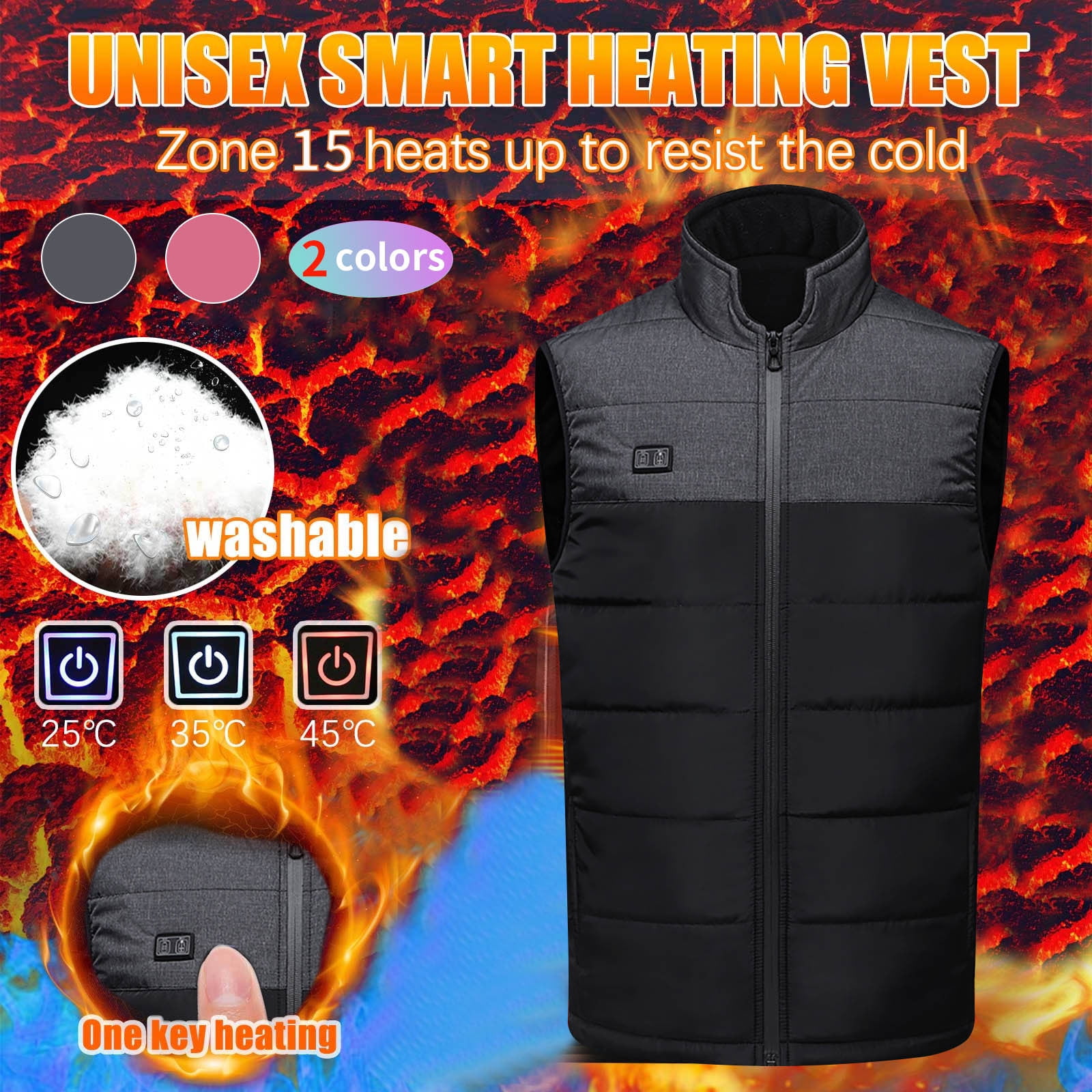 Symoid Heated Vest for Men and Women,Men's Winter Vest Jacket,Womens  Outdoor Warm Clothes,Ski Clothing,Cooling Casual Fishing Vests Black Size M  