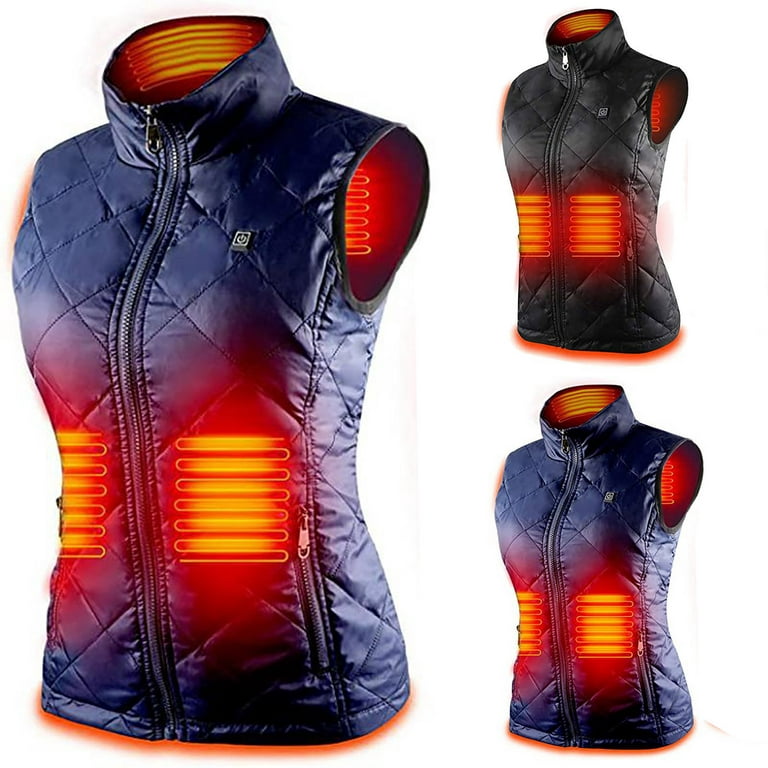 Symoid Heated Vest for Women,Women's Winter Vest Jacket,Womens Outdoor Warm  Clothes,Ski Clothing,Casual Fishing Vests Blue Size L