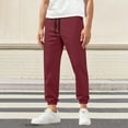 thumbnail image 1 of SYMOID Big & Tall Men’s Polyester Jogger Pants - Size 4XL Wine Color, Elastic Drawstring Waist, Cuffed Ankles, Quick-Drying Casual Athleisure Pants, 1 of 7