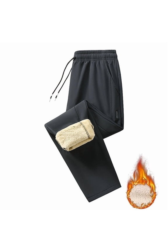 GUZOM Men's Thermal Fleece Lined Jogger Pants Winter Athletic Lounge Sweatpants with Elastic Waistband,Dark Gray Size L