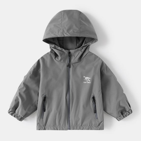 DAETIROS Boys Windbreaker Jacket for Boys Kids, Gray Size 7 T, Solid Color Lightweight Rain Sports Jackets, Elastic Cuffs, Breathable Boys Fall for boys kids