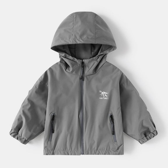 DAETIROS Boys Windbreaker Jacket for Boys Kids, Gray Size 3 T, Solid Color Lightweight Rain Sports Jackets, Elastic Cuffs, Breathable Boys Fall for boys kids