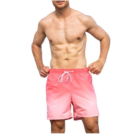 GUZOM Plus Size Mens Shorts,Causal Quick Dry Drawstring Elastic Waist Mens Shorts with Pockets and Liner Hawaiian Beach Shorts Mens Swimsuit Trunks Watermelon Red Size 2XL