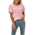 thumbnail image 1 of GUZOM Shirts for Women,Flutter Sleeve Short Sleeve Womens Tops,Crewneck Loose t Shirts,Pink, 1 of 8