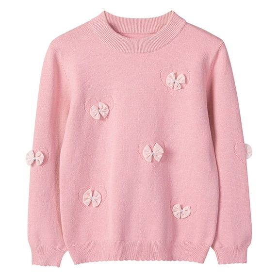 Symoid Sweaters for Girls,Holiday Sweater Kids,Crew Neck Plain Child Clothing,Hot Pink,Size 9-10T