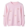 thumbnail image 1 of Symoid Sweaters for Girls,Holiday Sweater Kids,Plain Crew Neck Child Clothing,Pink,Size 9-10T, 1 of 9