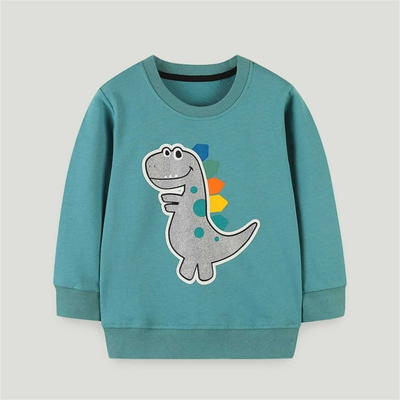 Symoid Sweatshirt for Toddler Boys,Holiday Sweat Shirt for Kids,Dinosaur Pullover Crew Neck Warm Child Clothing,Sky Blue,Size 3 T