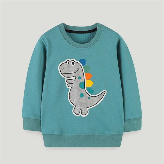 Symoid Sweatshirt for Toddler Boys,Holiday Sweat Shirt for Kids,Dinosaur Pullover Crew Neck Warm Child Clothing,Sky Blue,Size 3 T