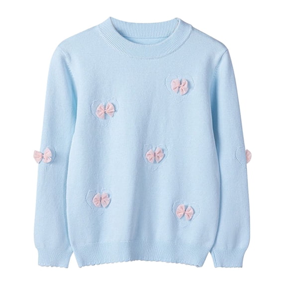 Symoid Toddler Sweaters Girls,Holiday Sweater Kids,Plain Crew Neck Child Clothing,Blue,Size 4-5T