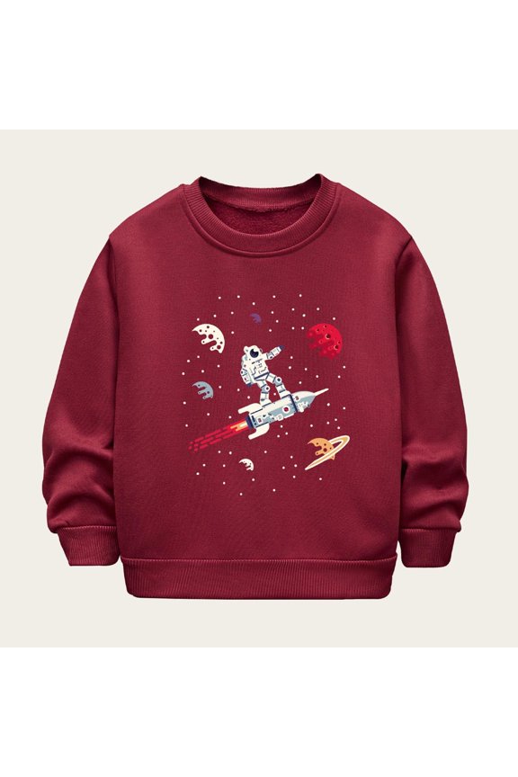 Toddler Sweatshirt Boys,Holiday Sweat Shirt for Kids,Pullover Fleece Crew Neck Graphic Child Clothing,Red,Size 4 T