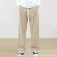 thumbnail image 1 of SYMOID Men's Khaki Casual Pants (Size 2XL) - 98% Cotton 2% Spandex, Relaxed Loose Fit Straight Leg with Drawstring Waist, Comfortable Stretch for Daily Errands & Leisure, 1 of 6
