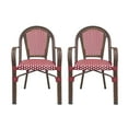 thumbnail image 1 of Symonds Outdoor French Bistro Chairs, Set of 2, Red, White, and Brown Wood, 1 of 7