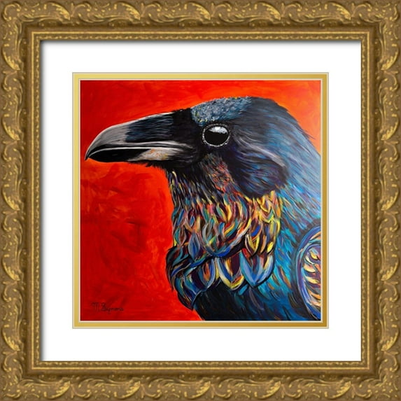 Symons, Melissa 20x20 Gold Ornate Wood Framed with Double Matting Museum Art Print Titled - Glistening Raven