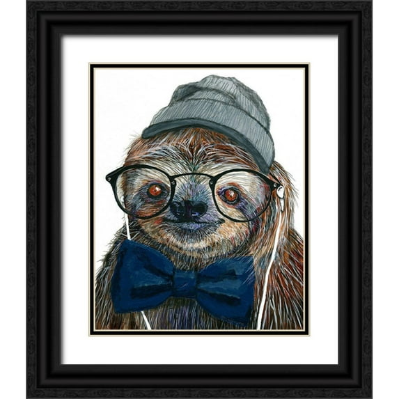 Symons, Melissa 20x24 Black Ornate Wood Framed with Double Matting Museum Art Print Titled - Hipster Sloth